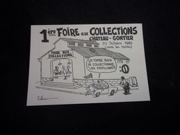 CPSM. Publicité . Cartophilie .1 ère Foire Aux Collections .Château - Gontier .1985.Illustration " Gulliver " 2 Scans . - Bourses & Salons De Collections