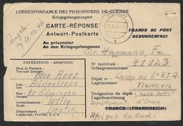 1946 16.9 CARTE RÉPONSE PRISONNIERS DE GUERRE - KRIEGSGEFANGENENPOST - POECH A DÉPOT / LAGER HALLA SETTI, ALGERIE - POW - Covers & Documents