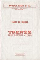 Tarif en Pesetas Espagnoles TRENEX Tren Electrico A Pilas Febrero 1987 Model-Iber  - En Espagnol - Sin Clasificación