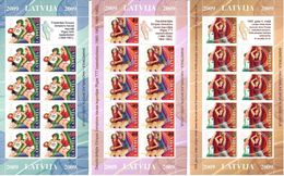 Latvia 2009 . Basketball. 3 M/S Of 9 + Label. Michel # 760-62 KB - Lettland