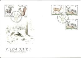 Sweden 1992 Wild Animals 1 , Mi 1700-1703 FDC - Brieven En Documenten