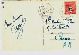 MONT BLANC ASSY Haute Savoie Carte Postale 1,50 F Arc De Triomphe Yv 708 Ob 1945 Hexagone Tirets AGENCE Postale F4 - Briefe U. Dokumente