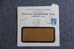 Enveloppe Publicitaire - NARBONNE : Etalissements DELPHIN COUDONNE Fils, Produits Céramiques. - 1900 – 1949