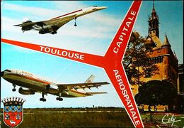 Bravo Delta CONCORDE  G-AXDN & AIRBUS A300B- Carte Postale Toulouse - Oblitération 1987 Pour L'emission "Tournez Manège" - Incidenti