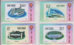 CHINA SPORT STADIUMS STAMPS ON PHONE CARDS SET OF 4 CARDS - Postzegels & Munten