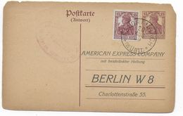 GERMANIA - 1920 - CP ENTIER Mi.P117A Avec REPIQUAGE PRIVE "AMERICAN EXPRESS" à BERLIN - EXPEDIEE De FELDRENNACH WÜRTT. - Briefkaarten