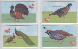 CHINA BIRDS CAPERCAILLIE TRAGOPAN PEAFOWL QUAIL SET OF 4 CARDS - Hoenderachtigen & Fazanten