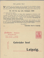 GERMANIA - 1909 - CP ENTIER Mi.P68 SUPERBE REPIQUAGE PRIVE "GEBRÜDER SENF" à LEIPZIG => LOCLE (SUISSE) - Cartoline