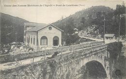 CPA 81 Vabres Usine Des Forces Motrices De L'Agout Et Pont De Luzières Cycliste Fait Semblant De Tomber Dans Filet Chute - Vabre