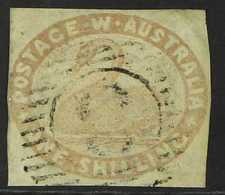 WESTERN AUSTRALIA  1854-1855. 1s Pale Brown, SG 4c, Imperf With 4 Clear Margins (close At Left), Fine Used With Numeral  - Sonstige & Ohne Zuordnung