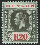 1912-25  20r Black And Red / Blue Wmk Mult Crown CA, SG 319, Very Fine Mint. For More Images, Please Visit Http://www.sa - Ceylan (...-1947)