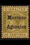 GIBRALTAR ISSUES OVERPRINTED  1898-1900 20c Olive-green And Brown With Inverted "V" For "A" Variety, SG 3a, Fine Mint. F - Autres & Non Classés