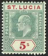 1904-10  KEVII 5s Green And Carmine, SG 76, Very Fine Never Hinged Mint. For More Images, Please Visit Http://www.sandaf - Ste Lucie (...-1978)