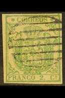 1854  2c Green Arms, Imperf On Thin Paper, SG 32 Or Michel 24w, Very Fine Used With Four Margins And Barred Cancel. For  - Sonstige & Ohne Zuordnung