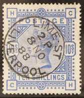 1883-84  10s Ultramarine, SG 183, Superb Used With Lovely 'Lime St / Liverpool' 8 No 88 Cds. A Beauty. For More Images,  - Sonstige & Ohne Zuordnung