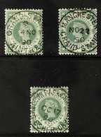 1890 HORSE RACING CANCELLATIONS.  1887-92 1s Green Jubilee Stamps (3) Each With A Different Very Fine Cds Oct - Nov 1890 - Autres & Non Classés