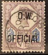 O. W. OFFICIAL  1896 5d Dull Purple And Blue, SG O34, Very Finely Used Example Of This Scarce Stamp, Small Fault & Thin  - Sonstige & Ohne Zuordnung