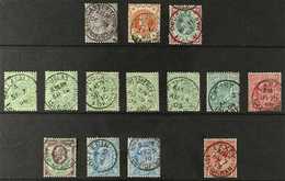 ISLE OF MAN  Group Of GB QV To KGV Stamps With Superb Isle Of Man Cds Cancellations, QV To 1900 1s Green And Carmine, KE - Autres & Non Classés