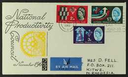 1962  NATIONAL PRODUCTIVITY YEAR Phosphor Complete Set On Illustrated FDC, SG 631p/3p, Cancelled "NATIONAL PRODUCTIVITY  - FDC