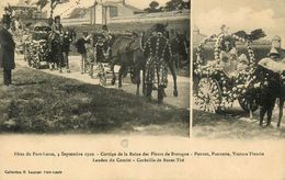 Port Louis * Fêtes Du 4 Septembre 1910 * Cortège De La Reine Des Fleurs De Bretagne * Voiture Fleurie * Pierrot Pierrett - Port Louis