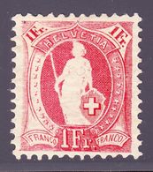1907 1 Fr Rosakarmin Gefasertes Papier Mit Grosser Retouche 3.4 Ungebraucht Mit Falz. Attest Hunziker Und Signiert - Unused Stamps