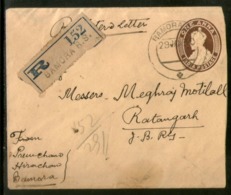 India 1930 KG V 1 An Psenv Regd. With Barmora R.S Label & Canc. # 3001 - Covers