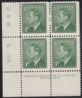 Canada 1949 MH Sc #284 1c George VI Plate 9 LL - Plattennummern & Inschriften