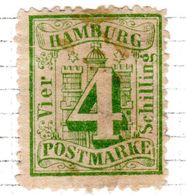 ALLEMAGNE - (Hambourg) - 1864-65 - N° 18 - 4 S. Vert - (Armoiries) - Hamburg