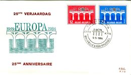 14184030 BE 19840505 Bx; Europa, Pont;  Fdc Cob2130-31 - 1981-1990