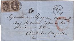 BELGIQUE 1862 LETTRE DE LIEGE POUR AIX LA CHAPELLE - 1849-1865 Medaillen (Sonstige)