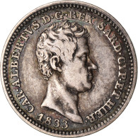 Monnaie, États Italiens, SARDINIA, Carlo Alberto, 50 Centesimi, 1833, Torino - Italian Piedmont-Sardinia-Savoie