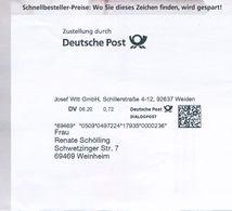 BRD / Bund Weiden Dialogpost DV 06.20 0,72 Euro 2020 Witt GmbH Mode Schillerstraße - Briefe U. Dokumente