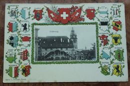 FRIBOURG (SUISSE) - CARTE GAUFREE - BLASONS DES DIFFERENTS CANTONS - Fribourg