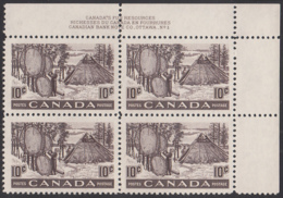 Canada 1950 MNH Sc #301 10c Fur Resources Plate 1 UL - Plaatnummers & Bladboorden