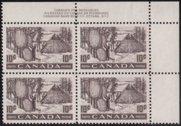 Canada 1950 MNH Sc #301 10c Fur Resources Plate 2 UR - Plaatnummers & Bladboorden