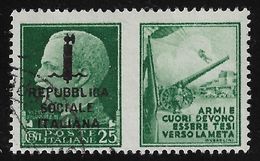 ITALIA RSI-PROPAGANDA DI GUERRA-1944 Valore Usato Da 25 C.con Soprastampa-in Ottime Condizioni. - Propaganda Di Guerra