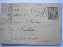 LAC Du 15/04/1878 Du Comptoir De Lorient Avec 15c Perforé A.O Pour Pont L'abbé - 2 Photos - Perfin