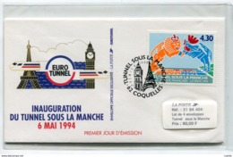 RC 17893 FRANCE 1994 INAUGURATION DU TUNNEL SOUS LA MANCHE 4x FDC 1er JOUR SOUS BLISTER TB - 1990-1999
