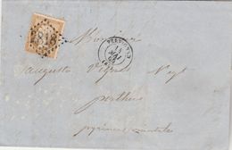 Yvert 21 Lettre PERPIGNAN Pyrénées Orientales GC 2818 14/5/1865 à Le Perthus Cachet Perlé - 1849-1876: Période Classique