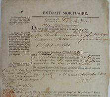 Bulletin De Décès De François Bazille, Natif D'Angers, à La Bataille De Gratz, 1809 - Documenti Storici