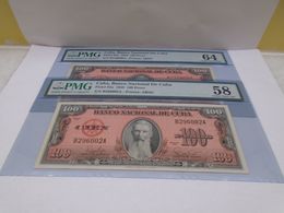 Cuba,(2) $100 Pesos 1959, PMG 58 & PMG 64, Excelentes Como Puede Ver. - Kuba