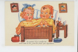 Illustrateur ENFANTS - LECLERC - Jolie Carte Fantaisie Enfants Dans Lit - Leclerc