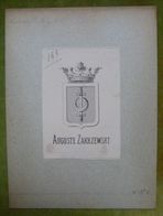 Ex-libris Héraldique Illustré XIXème - PRUSSE - AUGUSTE ZAKRZEWSKI - Ex-libris