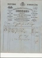 FACTURE ILLUSTREE -PAPETERIE D'ANGOULEME -JUZEAUD -1871 - Druck & Papierwaren