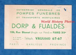 Carte Ancienne - PARIS XVe - Entreprise Générale De Pompes Funèbres DORP & FUALDES - 106 Rue Blomet - Arrondissement: 14