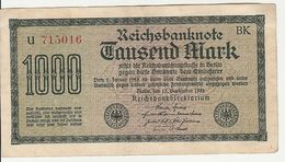 Reichsbanknote 1000 Mark Tausend 1922 Deutschland Berlin - 1.000 Mark