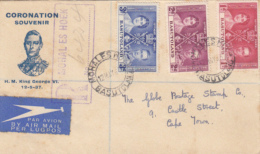 KING GEORGE VI AND QUEEN ELISABETH CORONATION, STAMPS ON REGISTERED COVER, 1937, BASUTOLAND - 1933-1964 Kronenkolonie