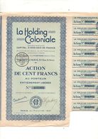 Action Au Porteur De Cent Francs La Holding Coloniale Paris En 1937 - Other & Unclassified