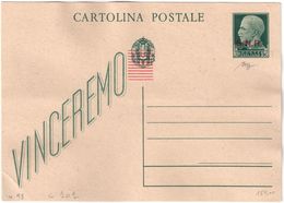 REPUBBLICA SOCIALE - INTERO POSTALE C. 15 SOPRASTAMPA G.N.R. CON PUNTI TONDI TIRATURA DI BRESCIA - NUOVO FILAGRANO C101 - Interi Postali