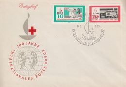 Enveloppe  FDC  1er  Jour  ALLEMAGNE  DDR   Centenaire   CROIX  ROUGE   1963 - 1950-1970